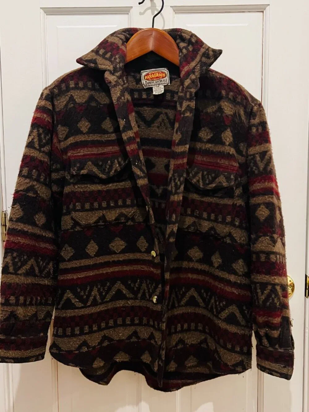 Vintage Southwestern PARAGRAFF Wool Blend Southwest Shirt Jacket Shacket